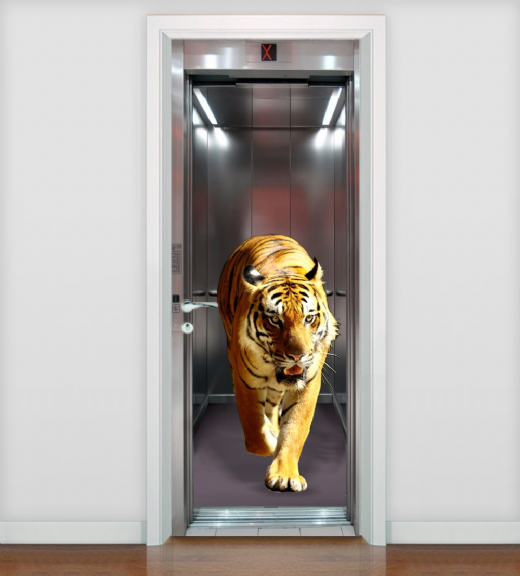 Foto destaque - Adesivo para Porta Tigre no Elevador