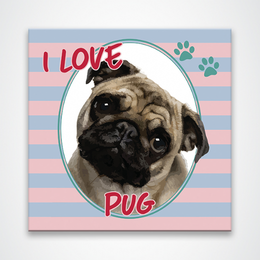 Foto destaque - Placa Decorativa 20x20 Pet I Love Pug