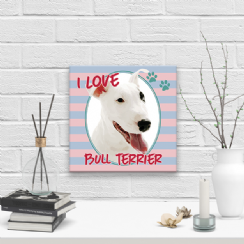 Foto 1 - Placa Decorativa 20x20 Pet I Love Bull Terrier