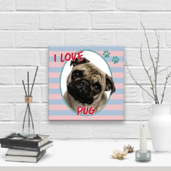 Foto 1 - Placa Decorativa 20x20 Pet I Love Pug